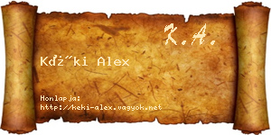 Kéki Alex névjegykártya